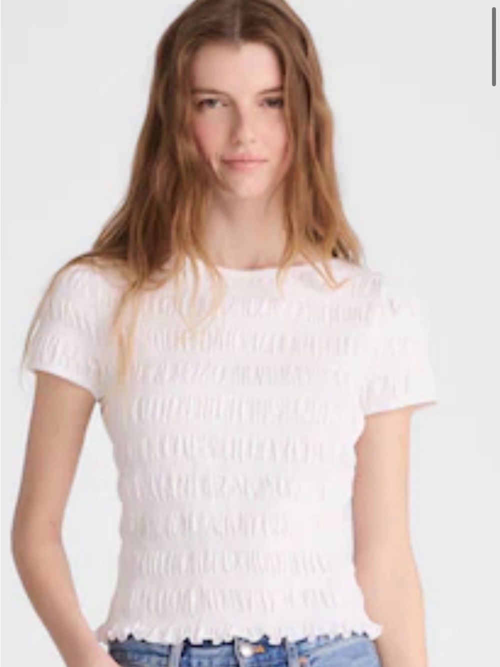 New! Madewell Smocked Short-Sleeve Top White